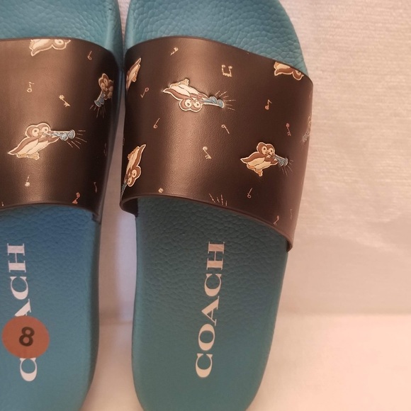 Wmns sz 8 COACH Udele Bird Printed Water Resistant Pool Slides - Picture 2 of 7